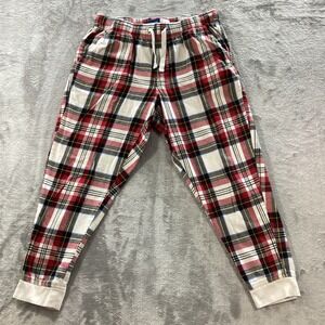 Old Navy Flannel Jogger Unisex Medium Red White Plaid Lounge Pants Cozy Casual